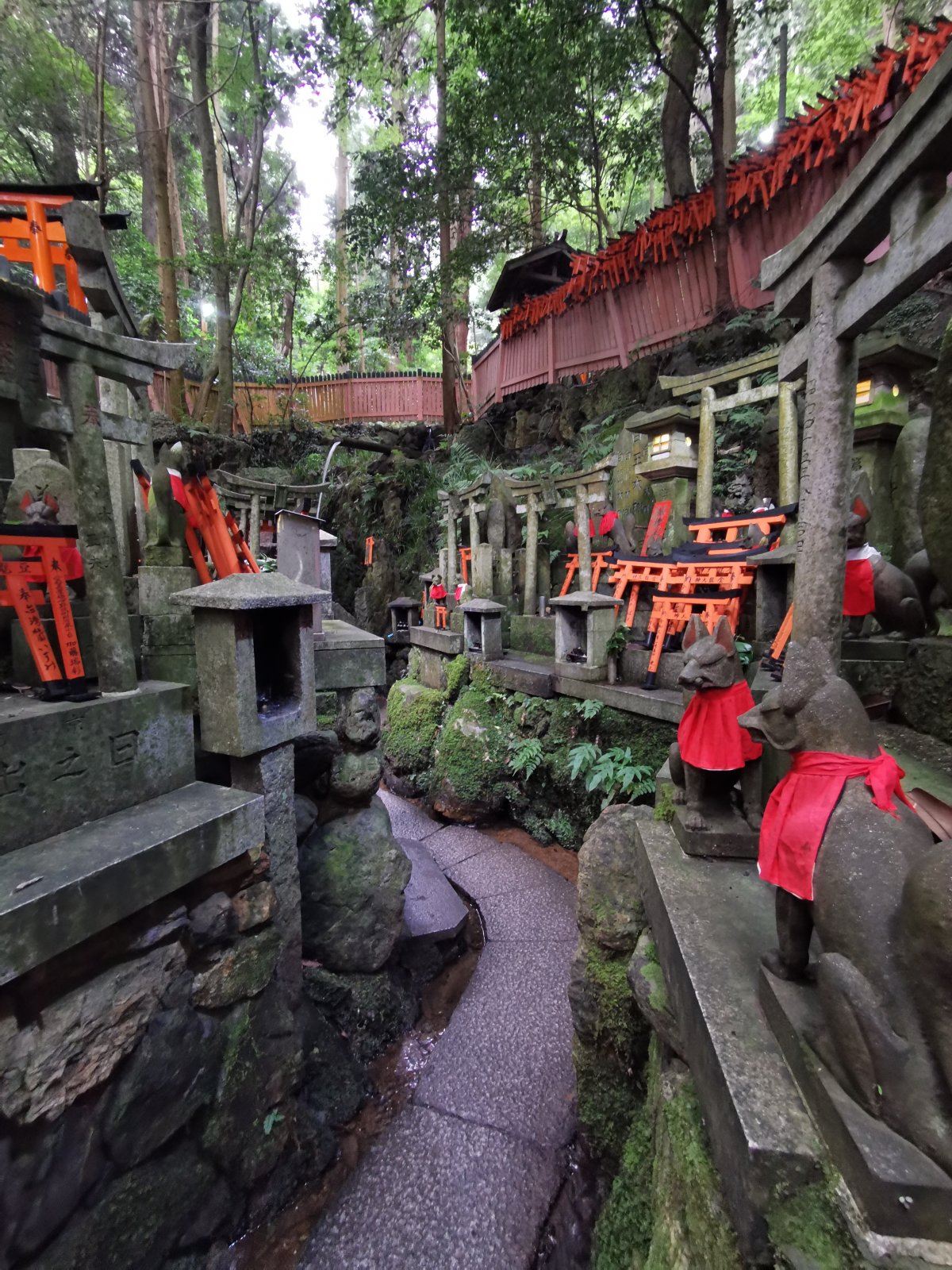 Schrein mit Torii und Füchsen